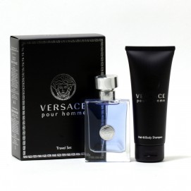 VERSACE POUR HOMME TRAVEL SET- 1.7 OZ SPRAY / 3.4 OZ SG
