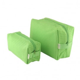 Spacific Waffle Cosm Bag Set -1 Lg/1small - Lime