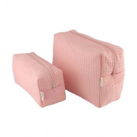 Spacific Waffle Cosm Bag Set -1 Lg/1small L - Pink
